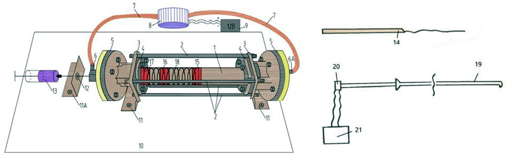 Figure 1. Device for modeling of intra-arterial circulation (descriptions of numbers see in text).